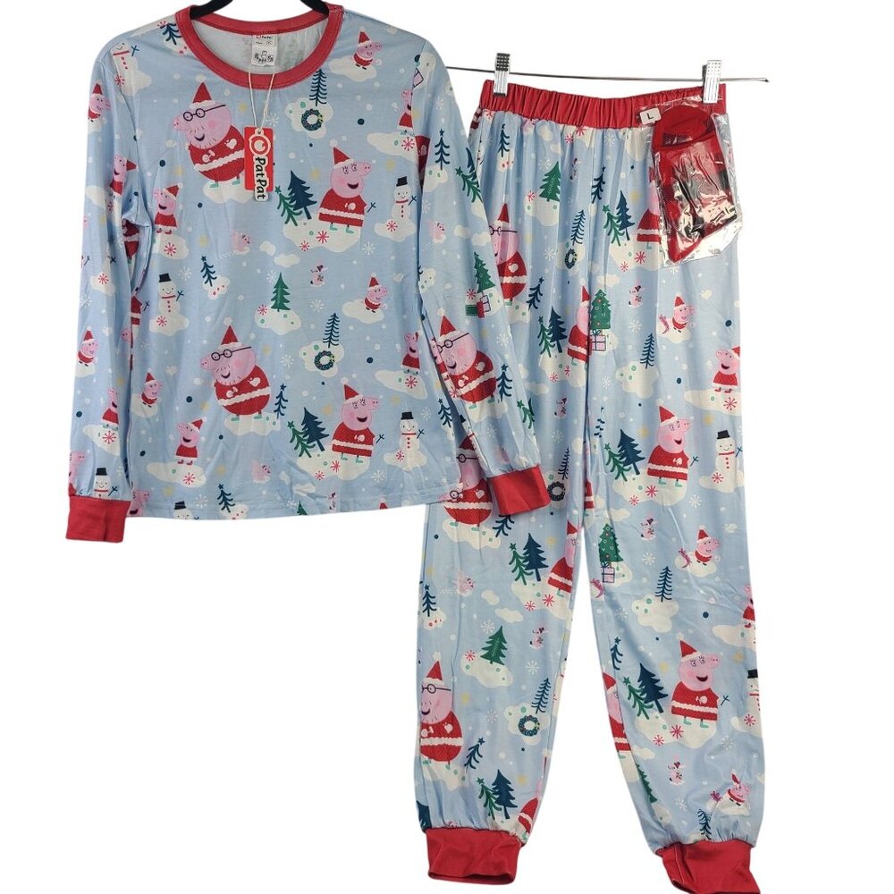 Peppa Pig Christmas Pajama Set Women XS PatPat Santa Print Long Sleeve & Pants